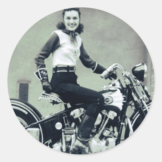 Sticker Rond Biker Babe (Devant)