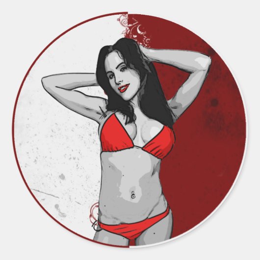 Sticker Rond Bikini Babe (Devant)