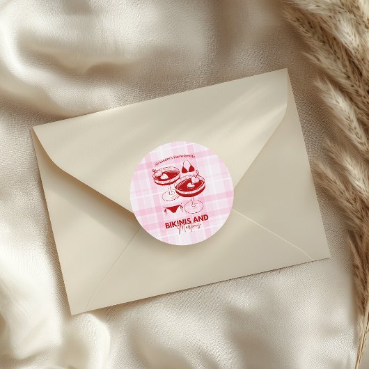 Sticker Rond Bikinis Et Martinis Bachelorette