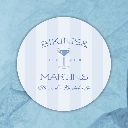 Sticker Rond Bikinis Et Martinis Beach Bachelorée