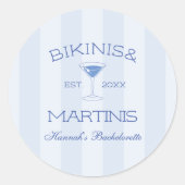 Sticker Rond Bikinis Et Martinis Beach Bachelorée (Devant)