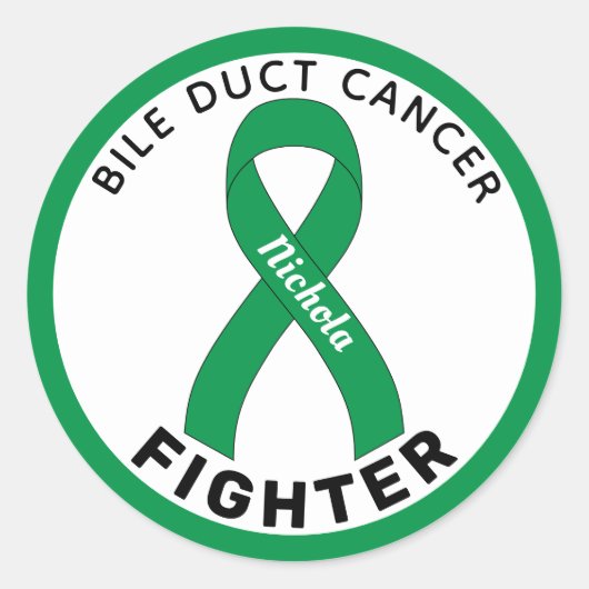 Sticker Rond Bile Duct Cancer Lutte Ruban Blanc (Devant)