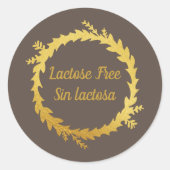 Sticker Rond Bilingue Brun Doré Sans Lactose (Devant)