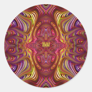 Sticker Rond BILL ~ Conception fractale multicolore ~