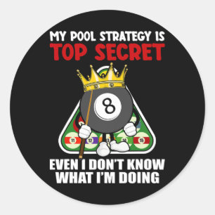 Sticker Rond Billard amusant Art Pour Hommes Femmes Billard Poo