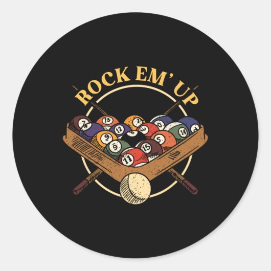 Sticker Rond Billard Ball Rack Stick Cue Billiard Player Snoo (Devant)