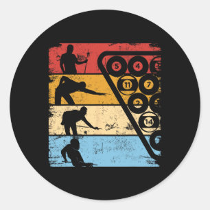 Sticker Rond Billard billard billard billard billard rétro Cue
