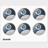 Sticker Rond Billard éclatant de coquille fissurée 10 balle (Feuille)