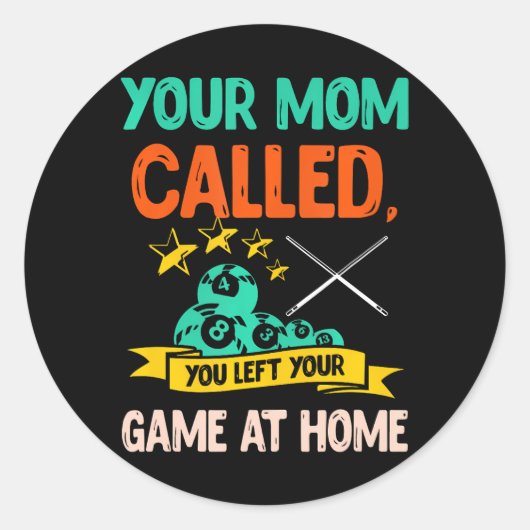 Sticker Rond Billard Joueur Billard Pool à 8 balles (Devant)