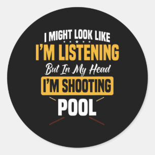 Sticker Rond Billard Joueur Pool Table Snooker Pyramide Billia