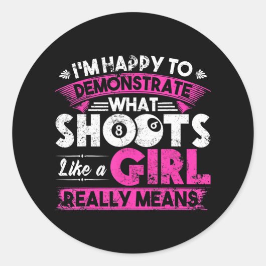 Sticker Rond Billard mignon femmes amusant pour une joueuse de (Devant)