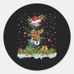 Sticker Rond Billard Noël Éclairage Drôle Snowman Billard Ch
