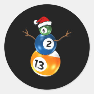 Sticker Rond Billard Noël Snowman Avec Table De Billard