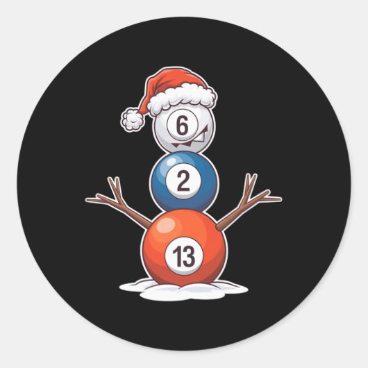 Sticker Rond Billard Noël Snowman Avec Table De Billard (Devant)