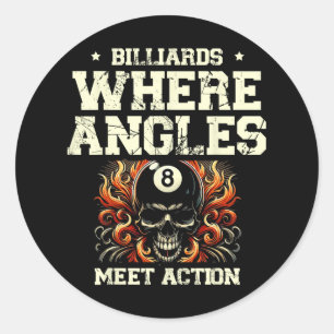 Sticker Rond Billard où Angles rencontrent Action Billiard Cue
