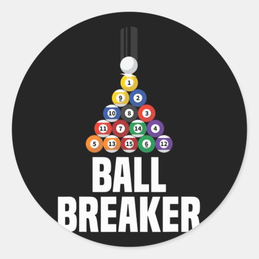 Sticker Rond Billard Pool Ball Breaker Funny (Devant)