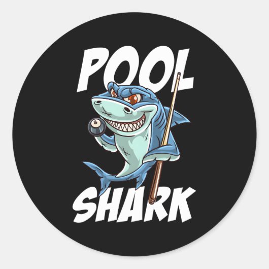 Sticker Rond Billard Pool Shark Snooker Hall Joke Billard (Devant)
