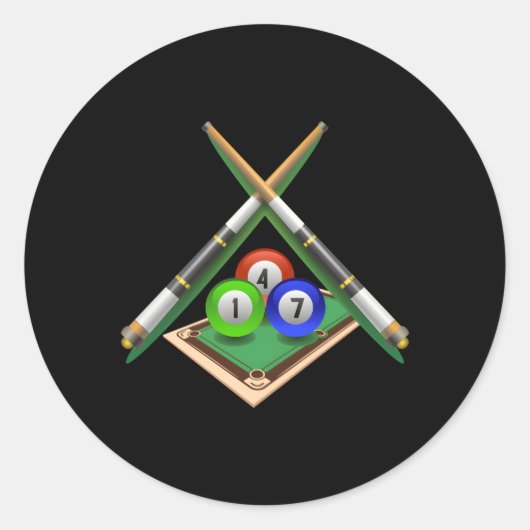 Sticker Rond Billard Pour Billard Jouer Piscine (Devant)