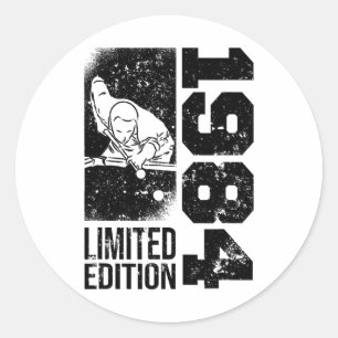 Sticker Rond Billard Snooker-game Vintage 1984 Birthday Pool-