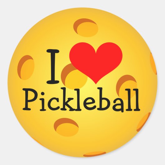 Sticker Rond BILLETS DE PICKLEBALL - "I Love Pickleball" (Devant)