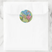 STICKER ROND BILLETS EN FLAMANT ROSE ROSE COULEUR SOMMÉ TOUT AU (Sac)