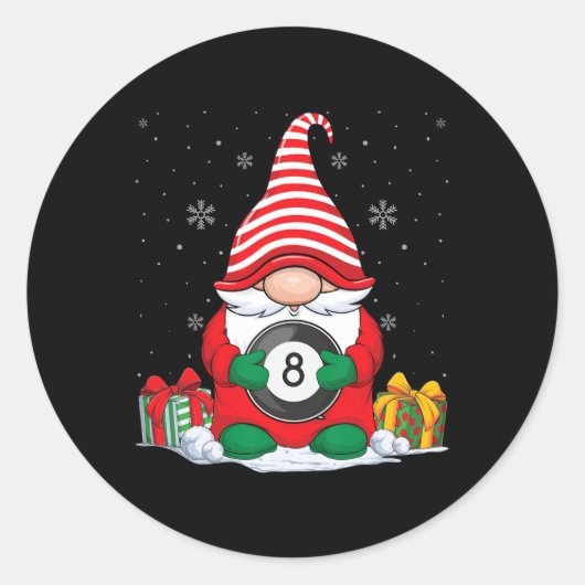 Sticker Rond Billiard Ball Gnomes de Noël mignon Billiard Ball (Devant)