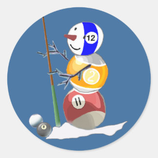 Sticker Rond Billiard Ball Snowman