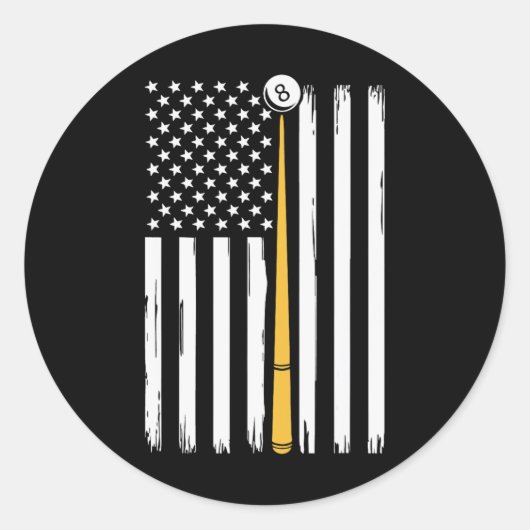 Sticker Rond Billiard Pool Player Billiards Table Etats-Unis Am (Devant)