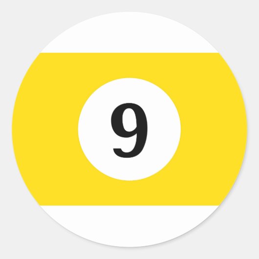 Sticker Rond Billiard Stripes Bal Jaune 9 (Devant)