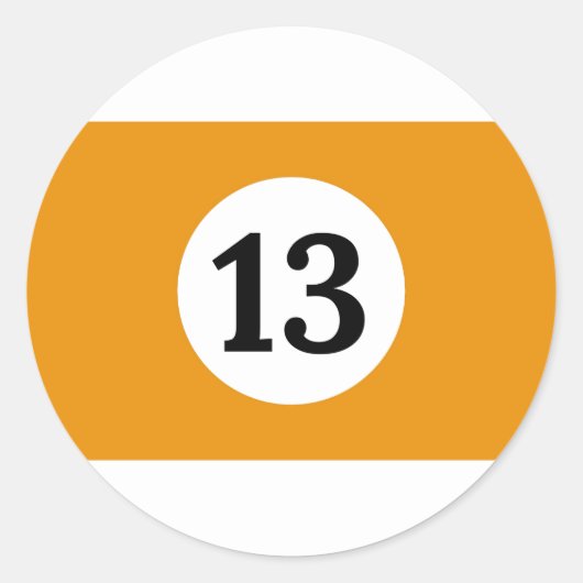 Sticker Rond Billiard Stripes Orange Ball 13 (Devant)