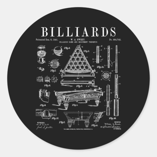 Sticker Rond Billiards Pool de tables Billard Ball Brevet Breve (Devant)
