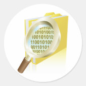 Sticker Rond Binary Data Magnification de verre Recherche de fi (Devant)