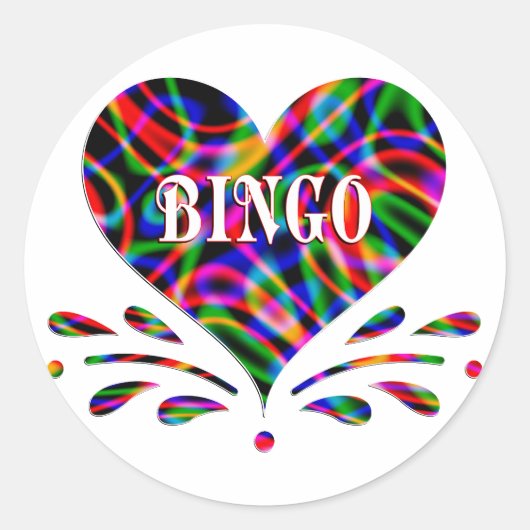 Sticker Rond Bingo Coeur amusant (Devant)