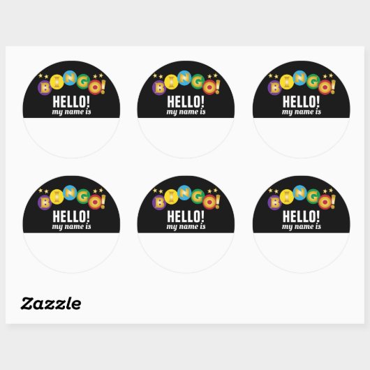 Sticker Rond Bingo Hello Name Tag (Feuille)