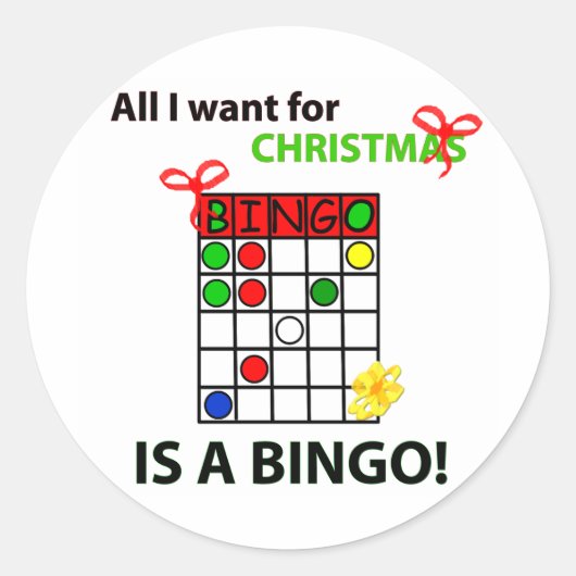 Sticker Rond BINGO Je veux un bingo pour Noël (Devant)