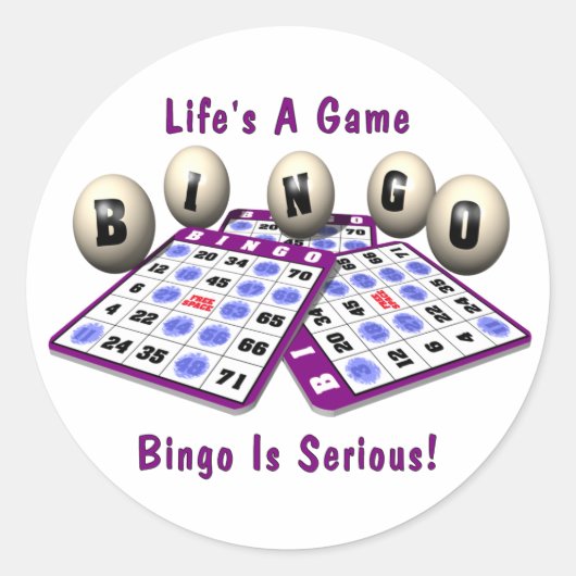 Sticker Rond Bingo : La vie est un jeu (Devant)
