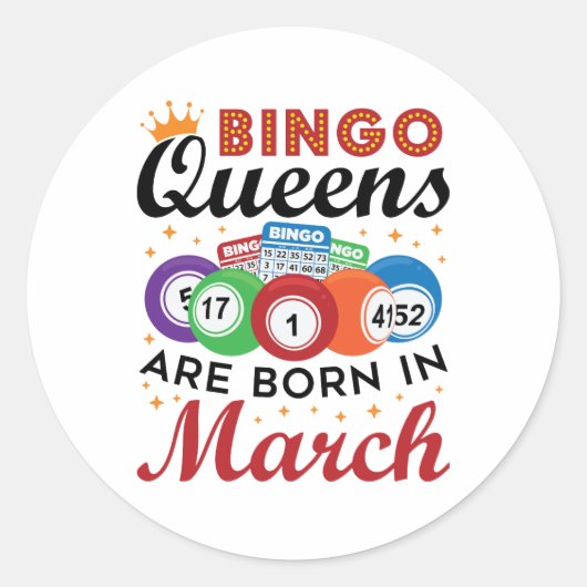 Sticker Rond Bingo Queens Are Born in Mars (Devant)