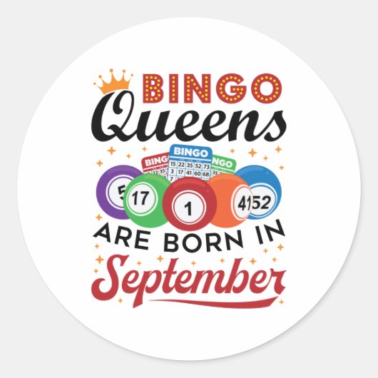 Sticker Rond Bingo Queens Are Born in Septembre (Devant)