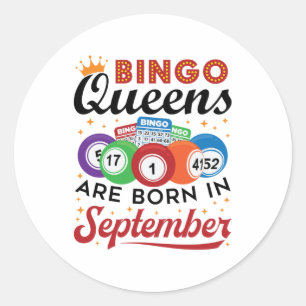 Sticker Rond Bingo Queens Are Born in Septembre