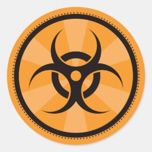 Sticker Rond Bio-Hazard - Orange