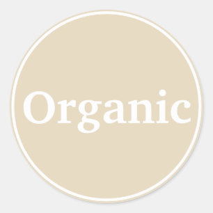 Sticker Rond Bio. Pastel. Beige. Santé. Nourriture. Beauté de l