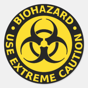 Sticker Rond Biodanger - Utilisez une extrême prudence
