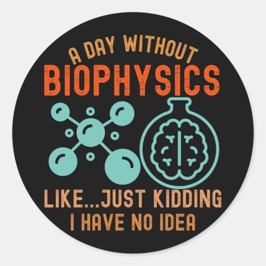 Sticker Rond Biophysique amusante, I Love Biophysics3 (Devant)