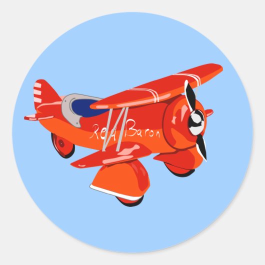 Sticker Rond Biplane de baron rouge (Devant)