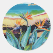 Sticker Rond Bird of Paradise Beach Flower (Devant)