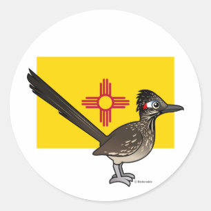 Sticker Rond Birdorable d'Etat du Nouveau-Mexique : Roadrunner
