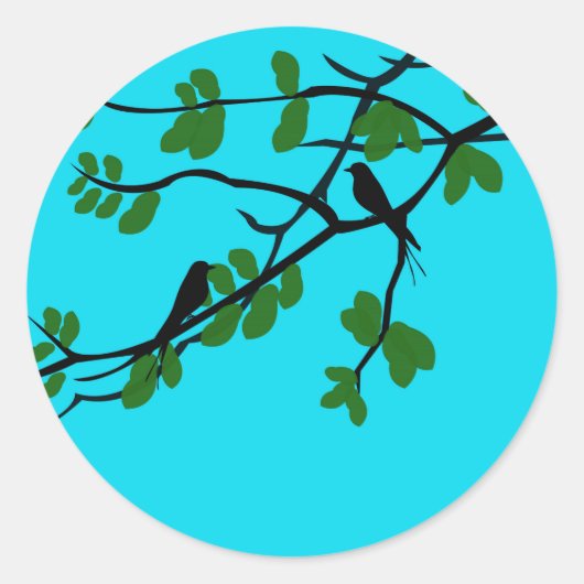Sticker Rond Birds_feuilles_tree_blue_design (Devant)