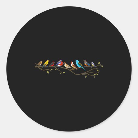 Sticker Rond Birds On A Branch Birding Bird Watching Bird Watch (Devant)