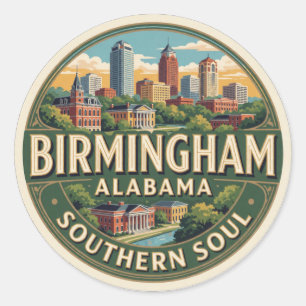 Sticker Rond Birmingham Alabama USA Ville des Droits Civiques V