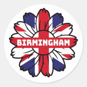Sticker Rond Birmingham Union Jack Sunflower British Pride